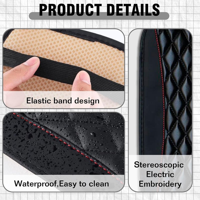 Couslcd Auto Center Console Pad, Universal Waterproof Armrest Seat Box Cover, Car Interior Accessories, Leather Auto Armrest Cover Protector for Most Vehicle, SUV, Truck (Black) - Image 5